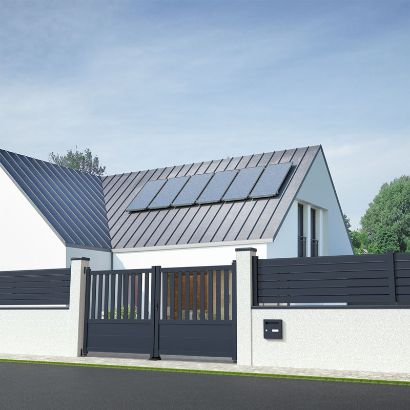 portail battant gris anthracite dans une maison moderne