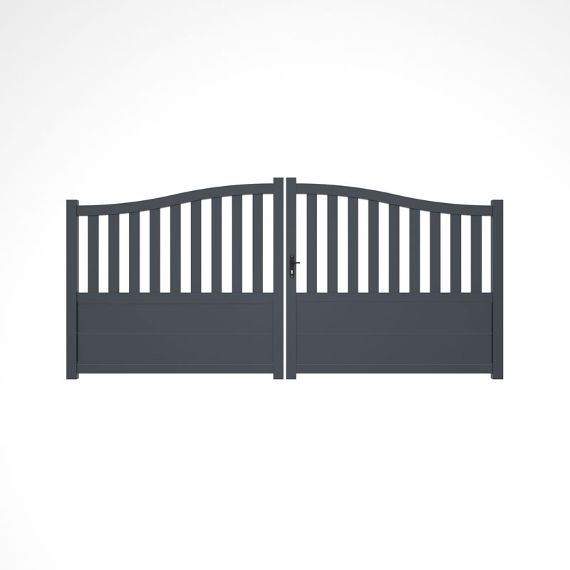 portail battant style gendarme gris anthracite dans une maison moderne