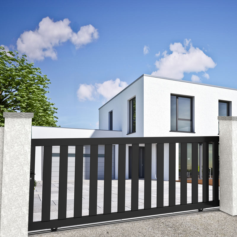 portail coulissant ajouré noir