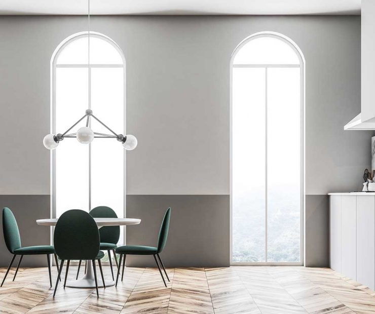 fenetre pvc cintré dans un salon